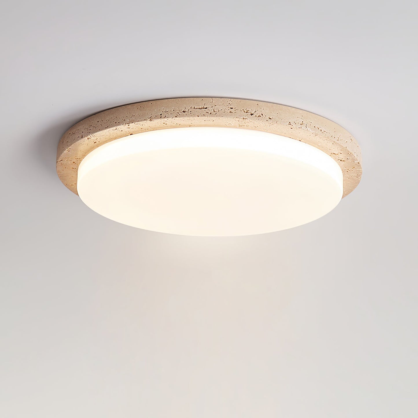 Terra Round Ceiling Light | Yellow Travertine & Acrylic | Multiple Sizes Available