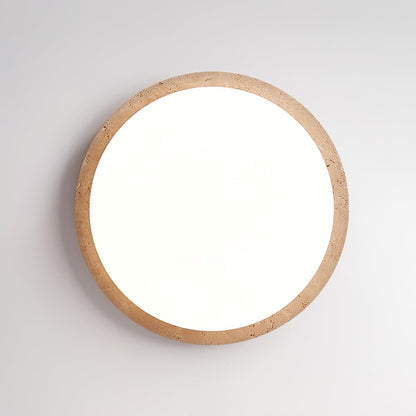 Terra Round Ceiling Light | Yellow Travertine & Acrylic | Multiple Sizes Available