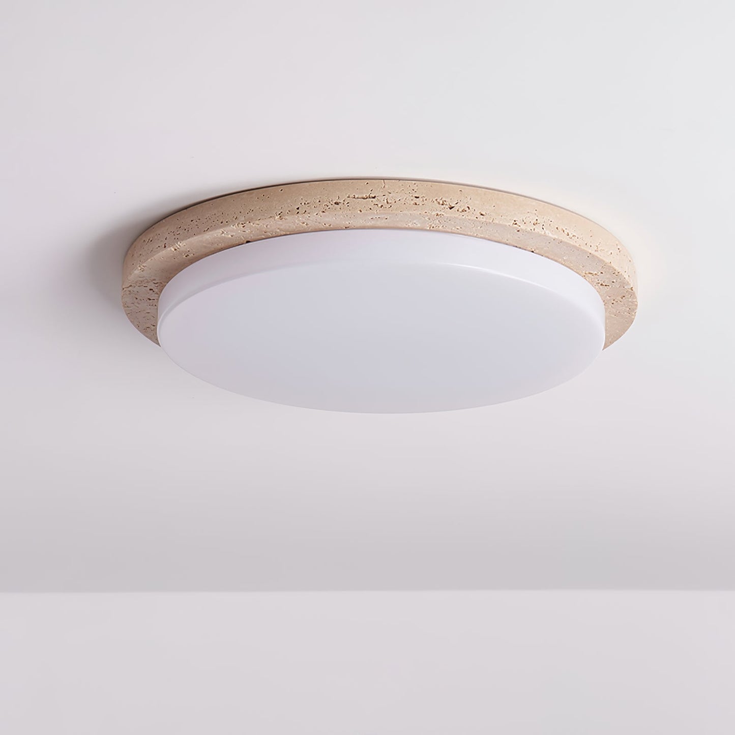 Terra Round Ceiling Light | Yellow Travertine & Acrylic | Multiple Sizes Available