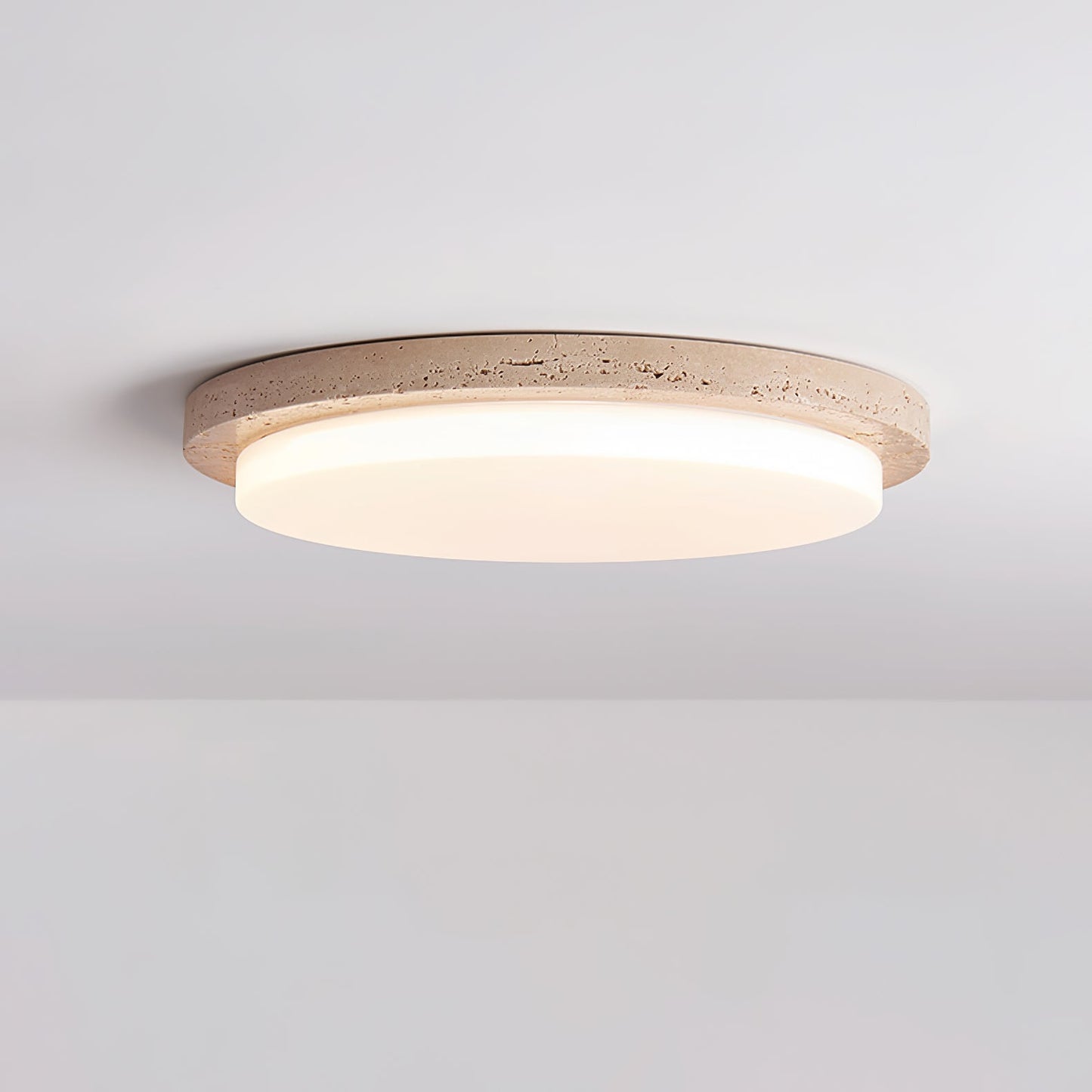 Terra Round Ceiling Light | Yellow Travertine & Acrylic | Multiple Sizes Available
