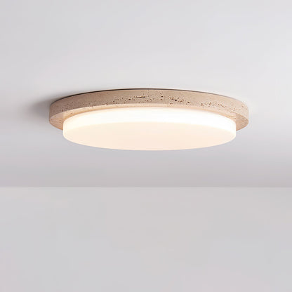 Terra Round Ceiling Light | Yellow Travertine & Acrylic | Multiple Sizes Available