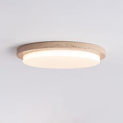 Terra Round Ceiling Light | Yellow Travertine & Acrylic | Multiple Sizes Available