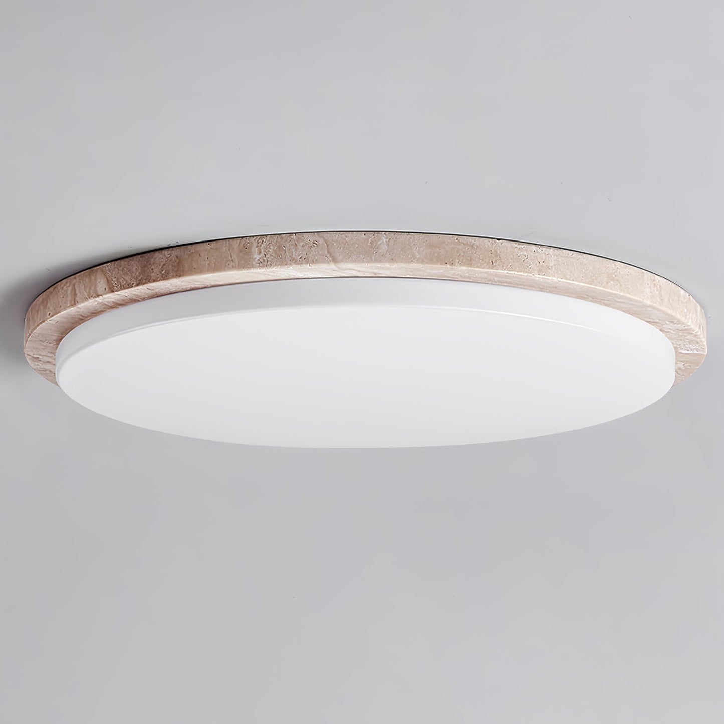Terra Round Ceiling Light | Yellow Travertine & Acrylic | Multiple Sizes Available
