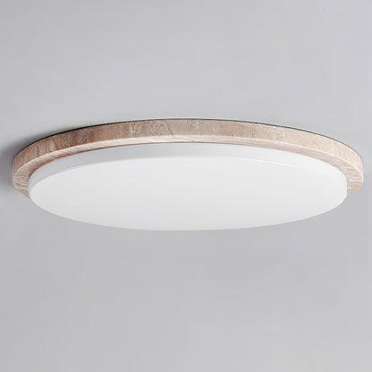 Terra Round Ceiling Light | Yellow Travertine & Acrylic | Multiple Sizes Available