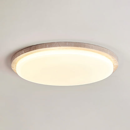 Terra Round Ceiling Light | Yellow Travertine & Acrylic | Multiple Sizes Available