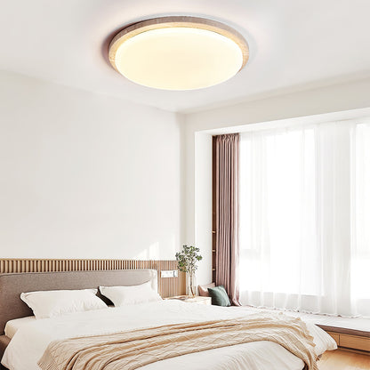 Terra Round Ceiling Light | Yellow Travertine & Acrylic | Multiple Sizes Available