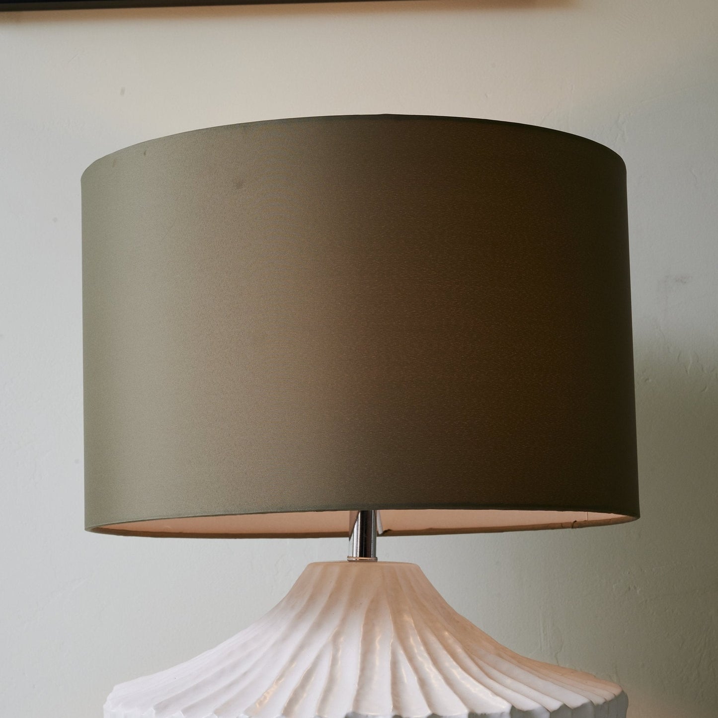 Ceramic Table Lamp | Olive Green Shade | 38cm Diameter