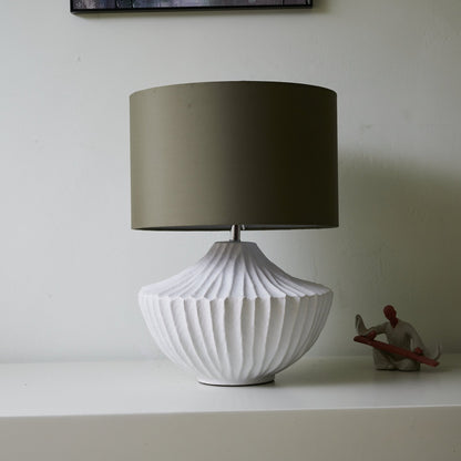 Ceramic Table Lamp | Olive Green Shade | 38cm Diameter