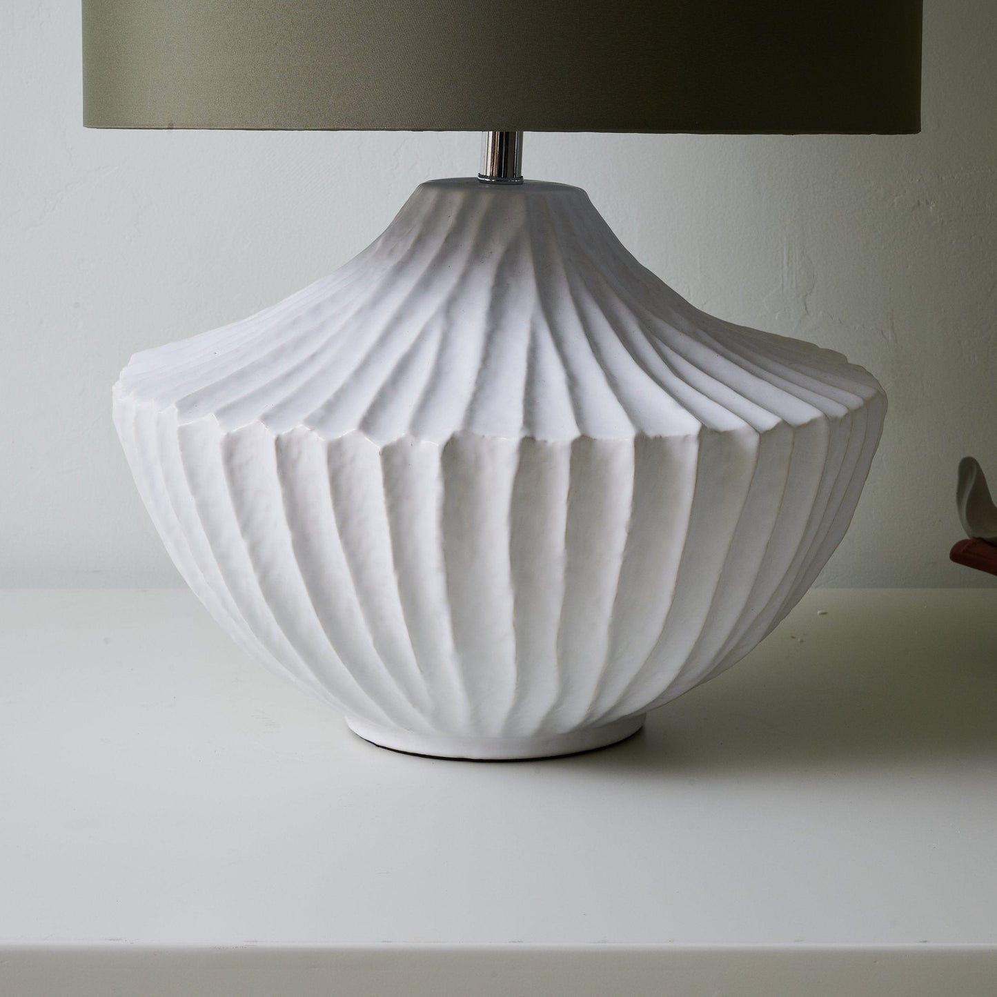 Ceramic Table Lamp | Olive Green Shade | 38cm Diameter