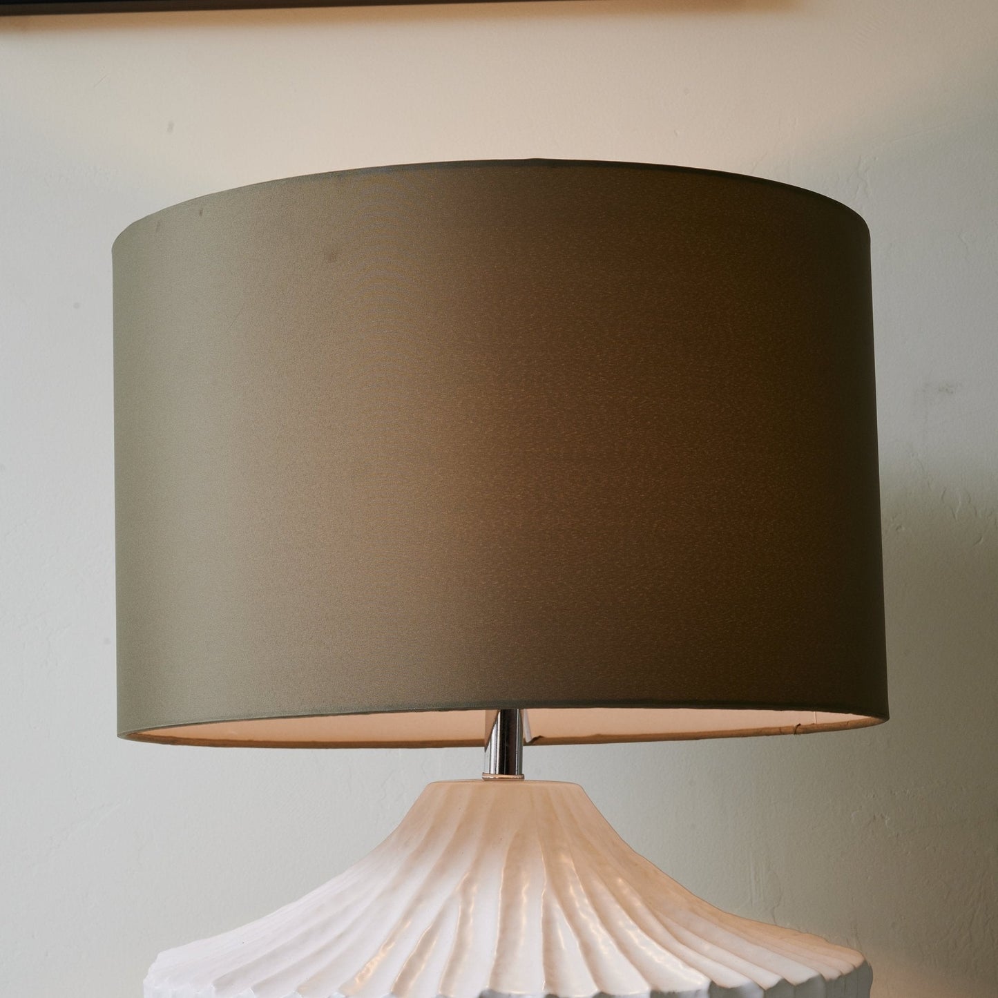 Ceramic Table Lamp | Olive Green Shade | 38cm Diameter