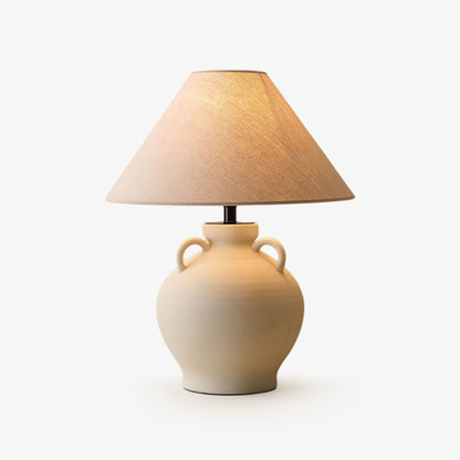 Terracotta Table Lamp | Ceramic Base with Linen Shade | 40cm Diameter