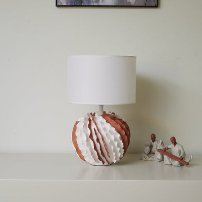 Table Lamp | Terracotta & White Ceramic | 33cm Diameter