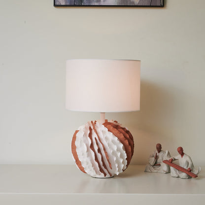 Table Lamp | Terracotta & White Ceramic | 33cm Diameter