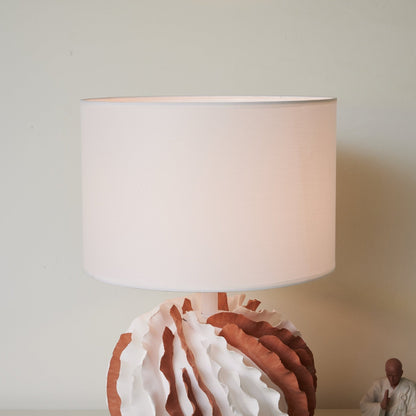 Table Lamp | Terracotta & White Ceramic | 33cm Diameter
