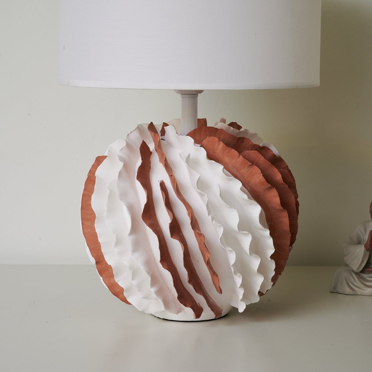 Table Lamp | Terracotta & White Ceramic | 33cm Diameter