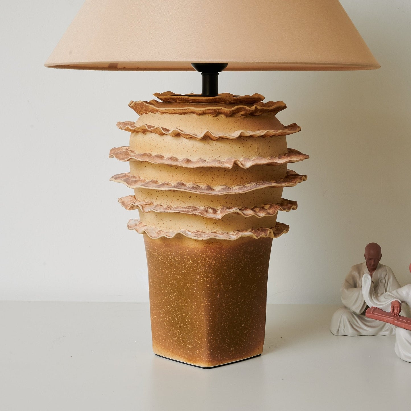 Ceramic Table Lamp | Sandy Glaze Sculptural Design | 40cm Diameter