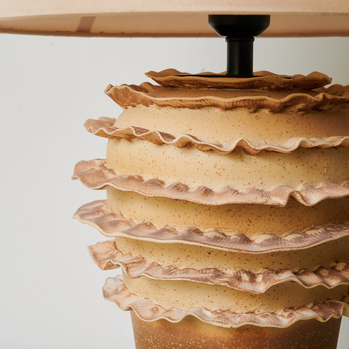 Ceramic Table Lamp | Sandy Glaze Sculptural Design | 40cm Diameter