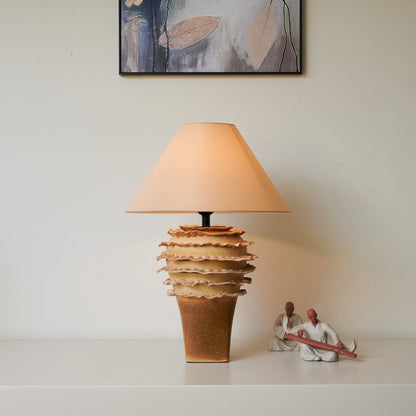 Ceramic Table Lamp | Sandy Glaze Sculptural Design | 40cm Diameter