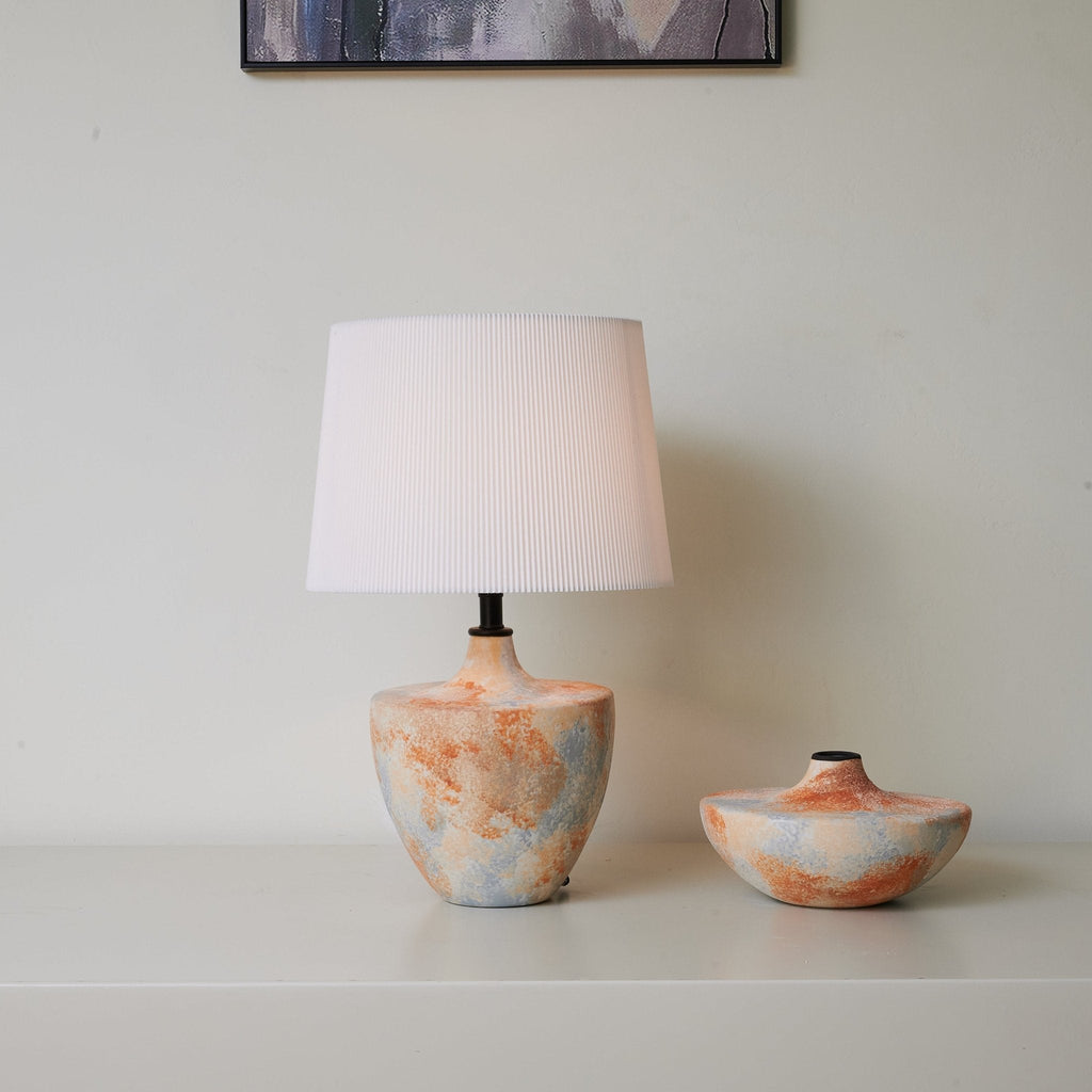 Table Lamp | Ceramic Base | Terracotta & Slate Blue