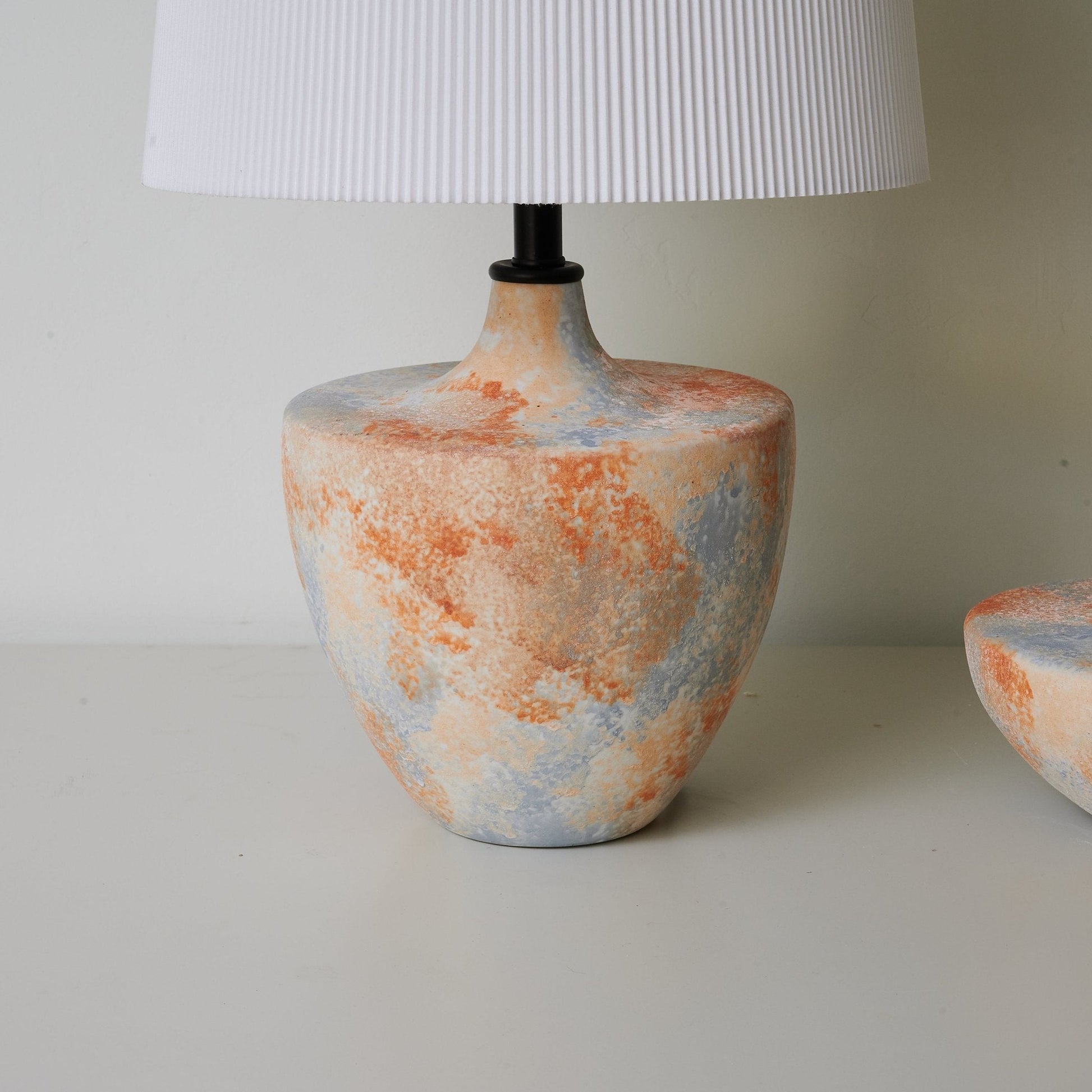 Table Lamp | Ceramic Base | Terracotta & Slate Blue