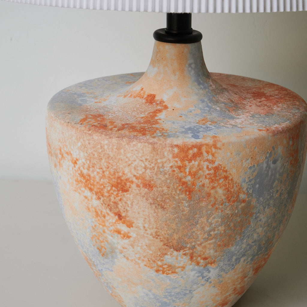 Table Lamp | Ceramic Base | Terracotta & Slate Blue