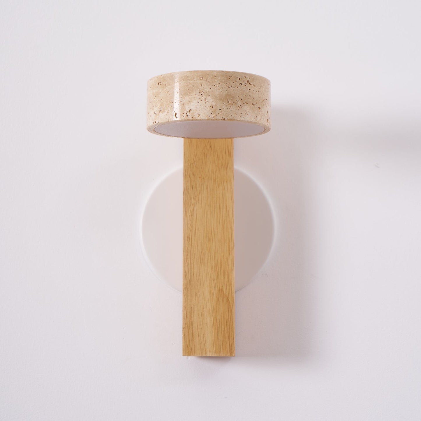 Grove Beam Wall Lamp | Yellow Travertine, Wood, Acrylic | Wall Mount