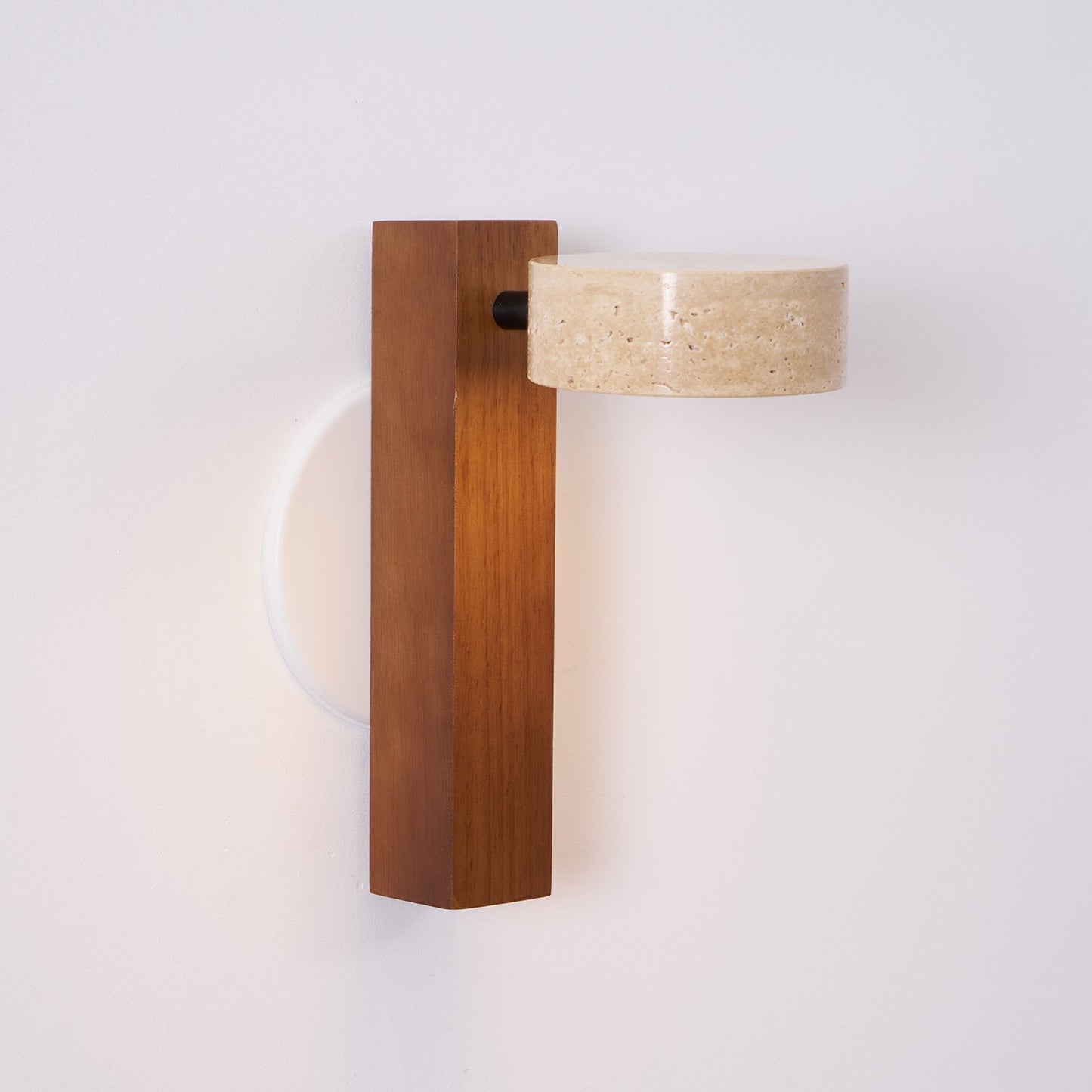 Grove Beam Wall Lamp | Yellow Travertine, Wood, Acrylic | Wall Mount