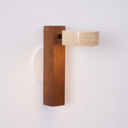 Grove Beam Wall Lamp | Yellow Travertine, Wood, Acrylic | Wall Mount