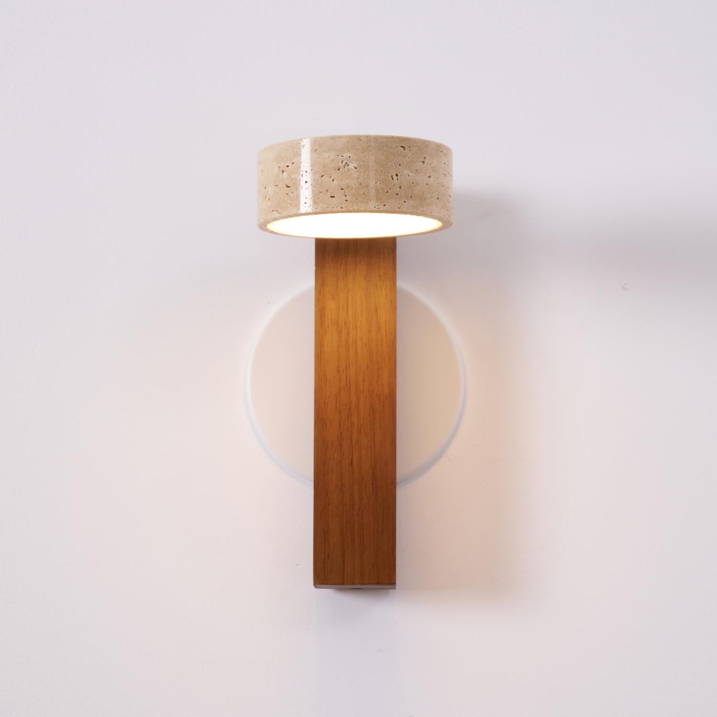 Grove Beam Wall Lamp | Yellow Travertine, Wood, Acrylic | Wall Mount