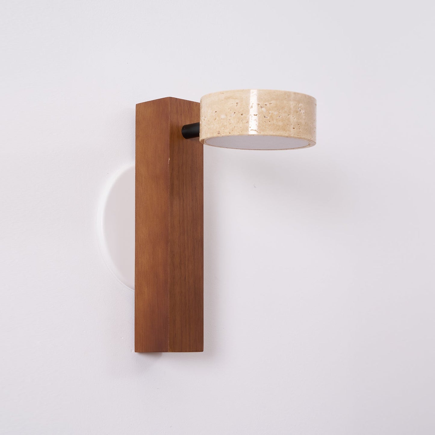 Grove Beam Wall Lamp | Yellow Travertine, Wood, Acrylic | Wall Mount
