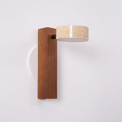 Grove Beam Wall Lamp | Yellow Travertine, Wood, Acrylic | Wall Mount