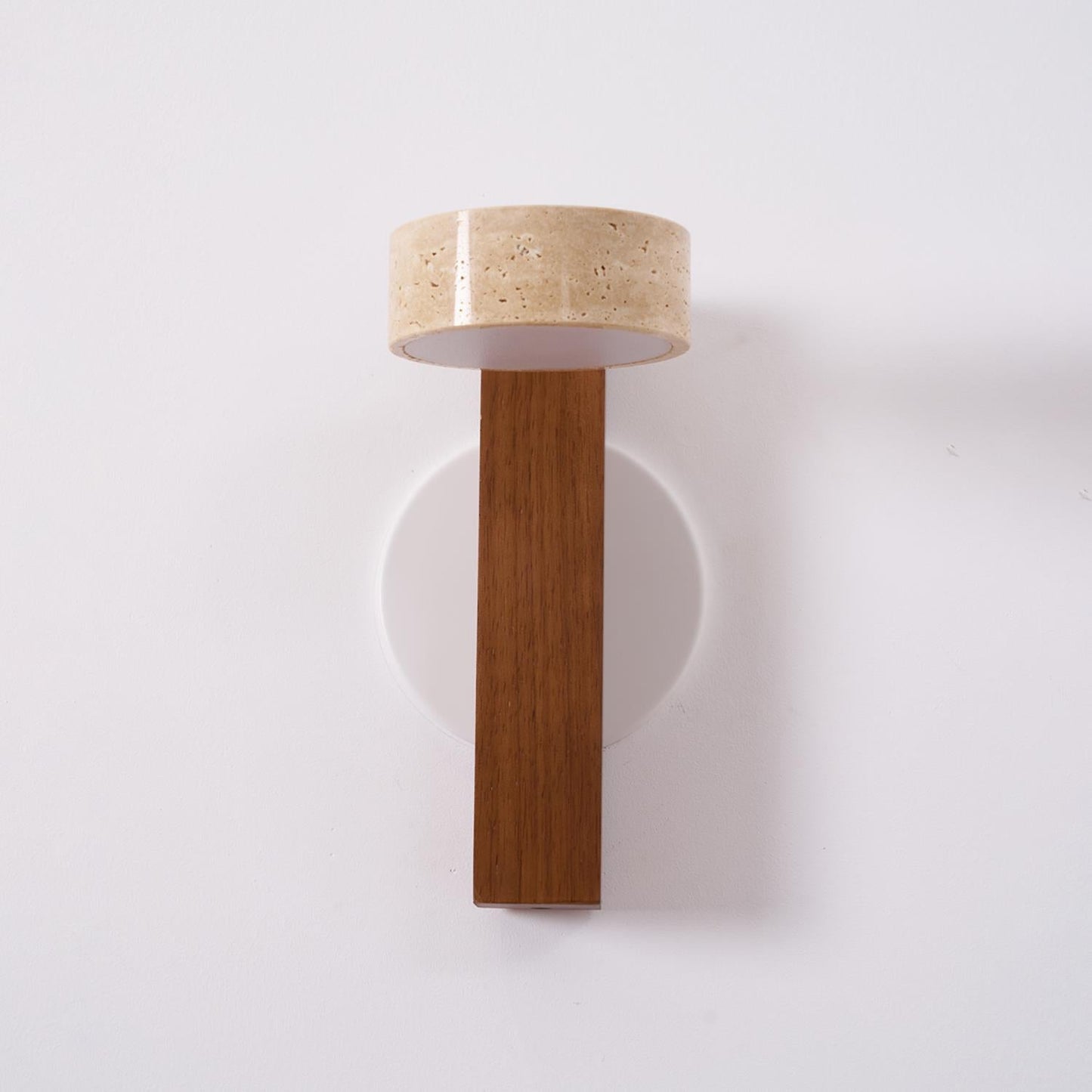 Grove Beam Wall Lamp | Yellow Travertine, Wood, Acrylic | Wall Mount