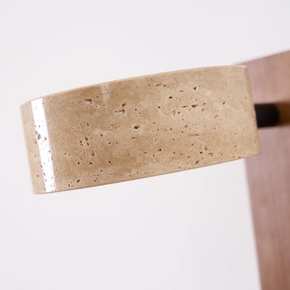 Grove Beam Wall Lamp | Yellow Travertine, Wood, Acrylic | Wall Mount