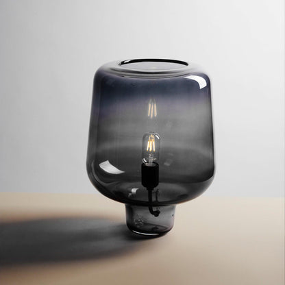 Teutonic Table Lamp | Smoke Gray Glass & Metal | 24cm Diameter