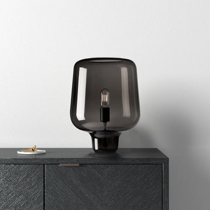 Teutonic Table Lamp | Smoke Gray Glass & Metal | 24cm Diameter
