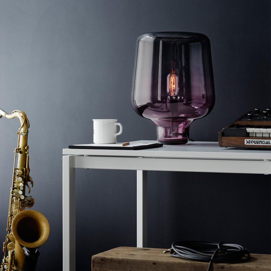 Teutonic Table Lamp | Smoke Gray Glass & Metal | 24cm Diameter