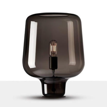 Teutonic Table Lamp | Smoke Gray Glass & Metal | 24cm Diameter