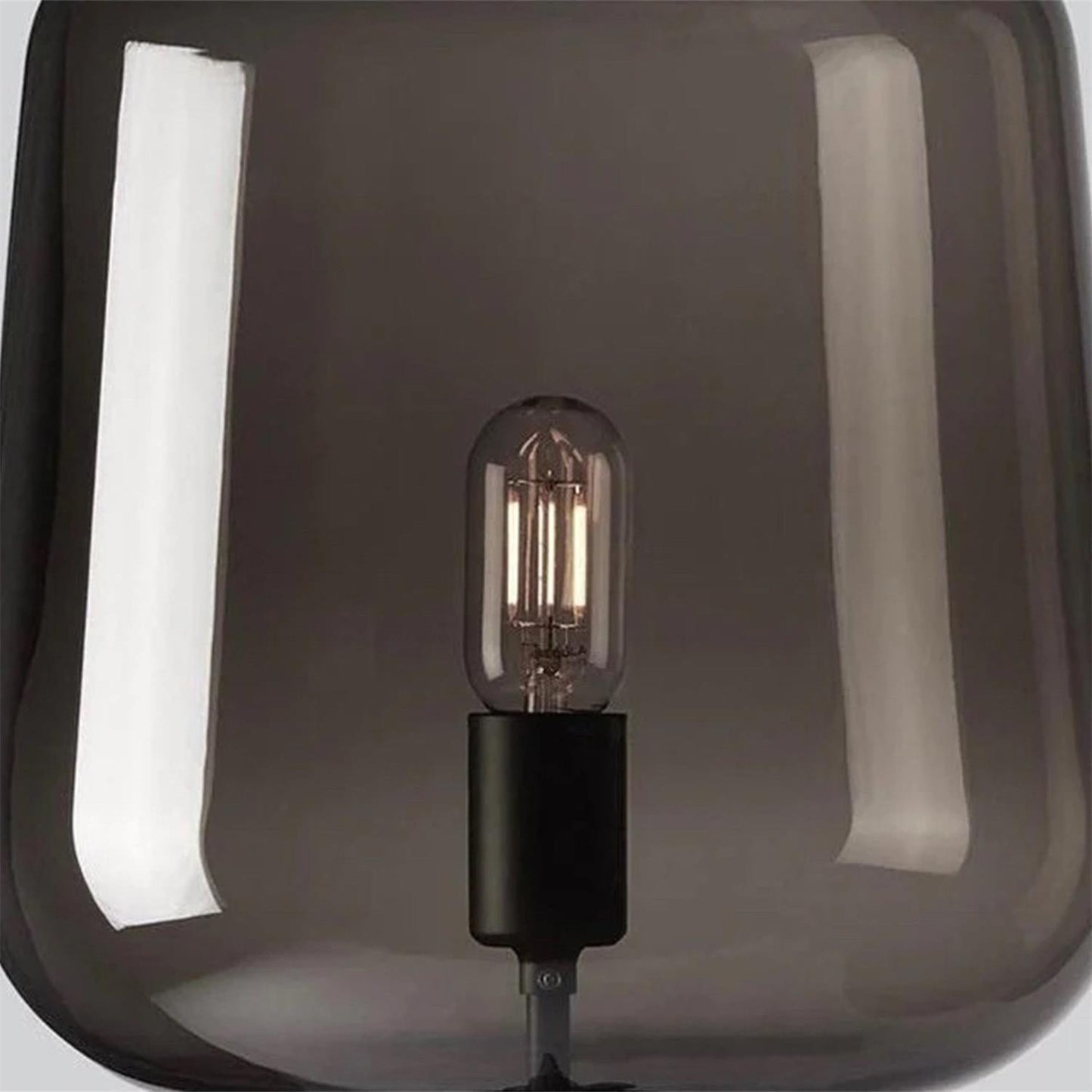 Teutonic Table Lamp | Smoke Gray Glass & Metal | 24cm Diameter