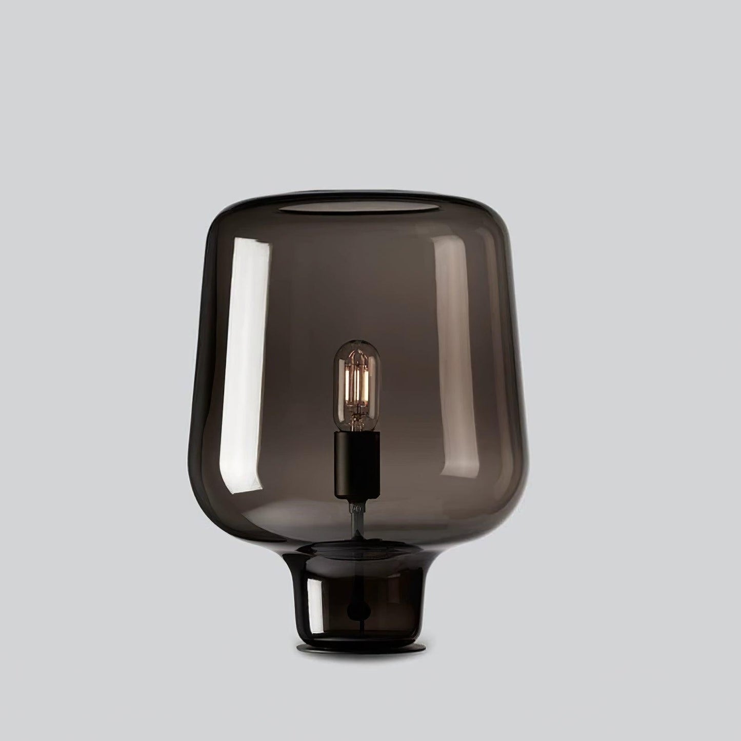 Teutonic Table Lamp | Smoke Gray Glass & Metal | 24cm Diameter