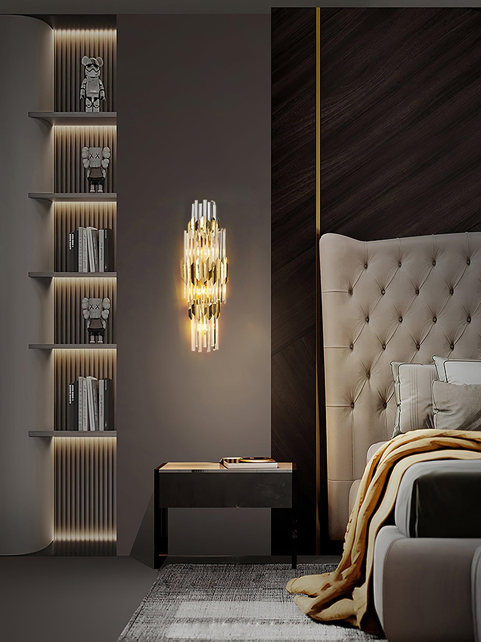 Wall Light Set | Stainless Steel & Crystal | Gold Finish | 2 Pack