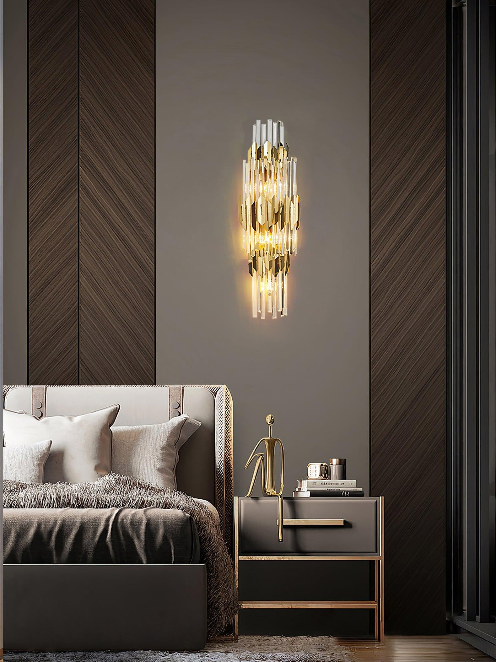 Wall Light Set | Stainless Steel & Crystal | Gold Finish | 2 Pack