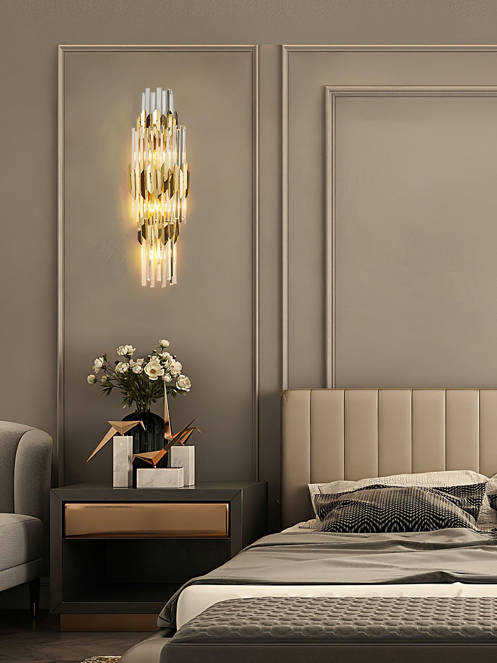 Wall Light Set | Stainless Steel & Crystal | Gold Finish | 2 Pack