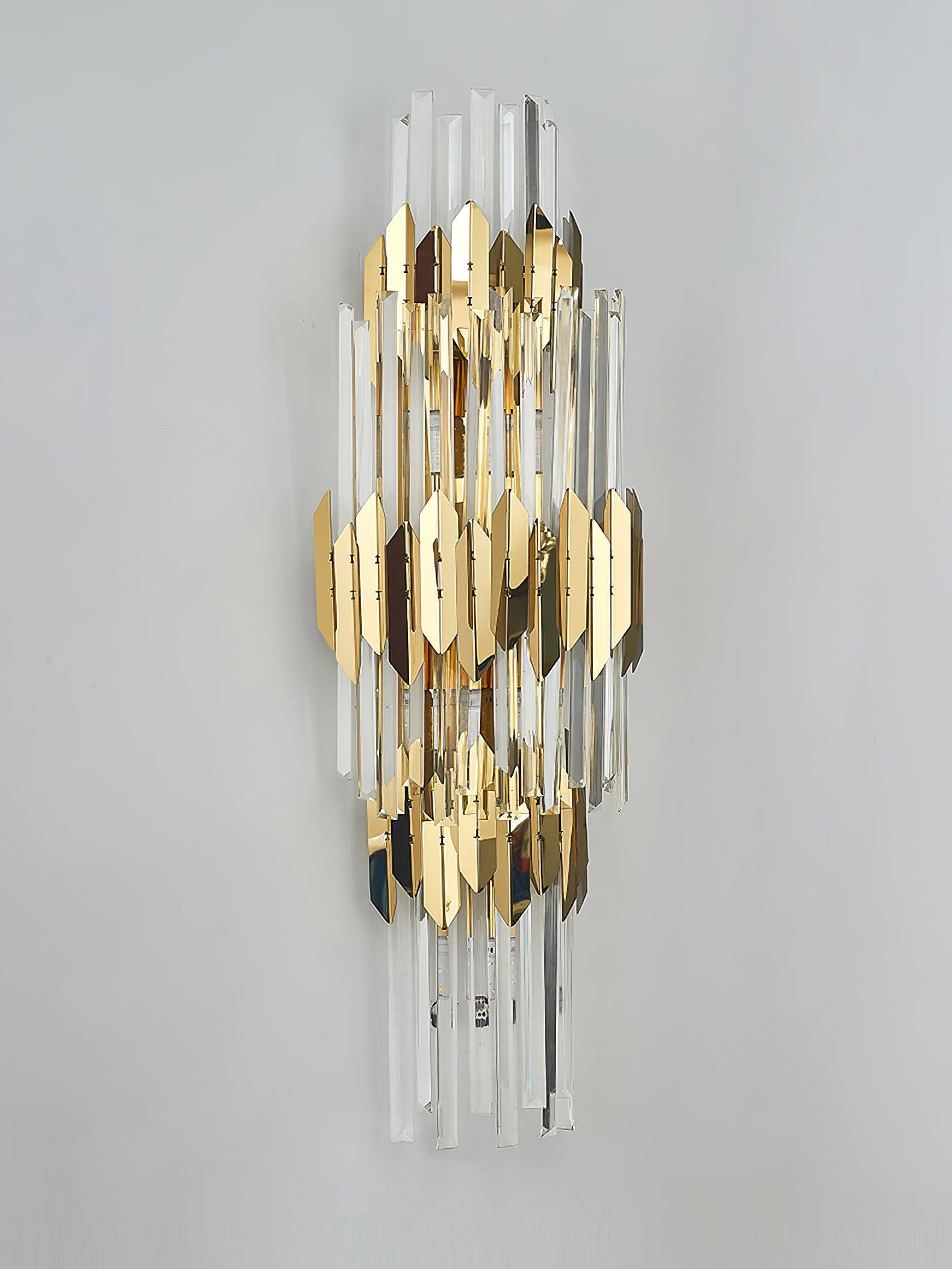 Wall Light Set | Stainless Steel & Crystal | Gold Finish | 2 Pack