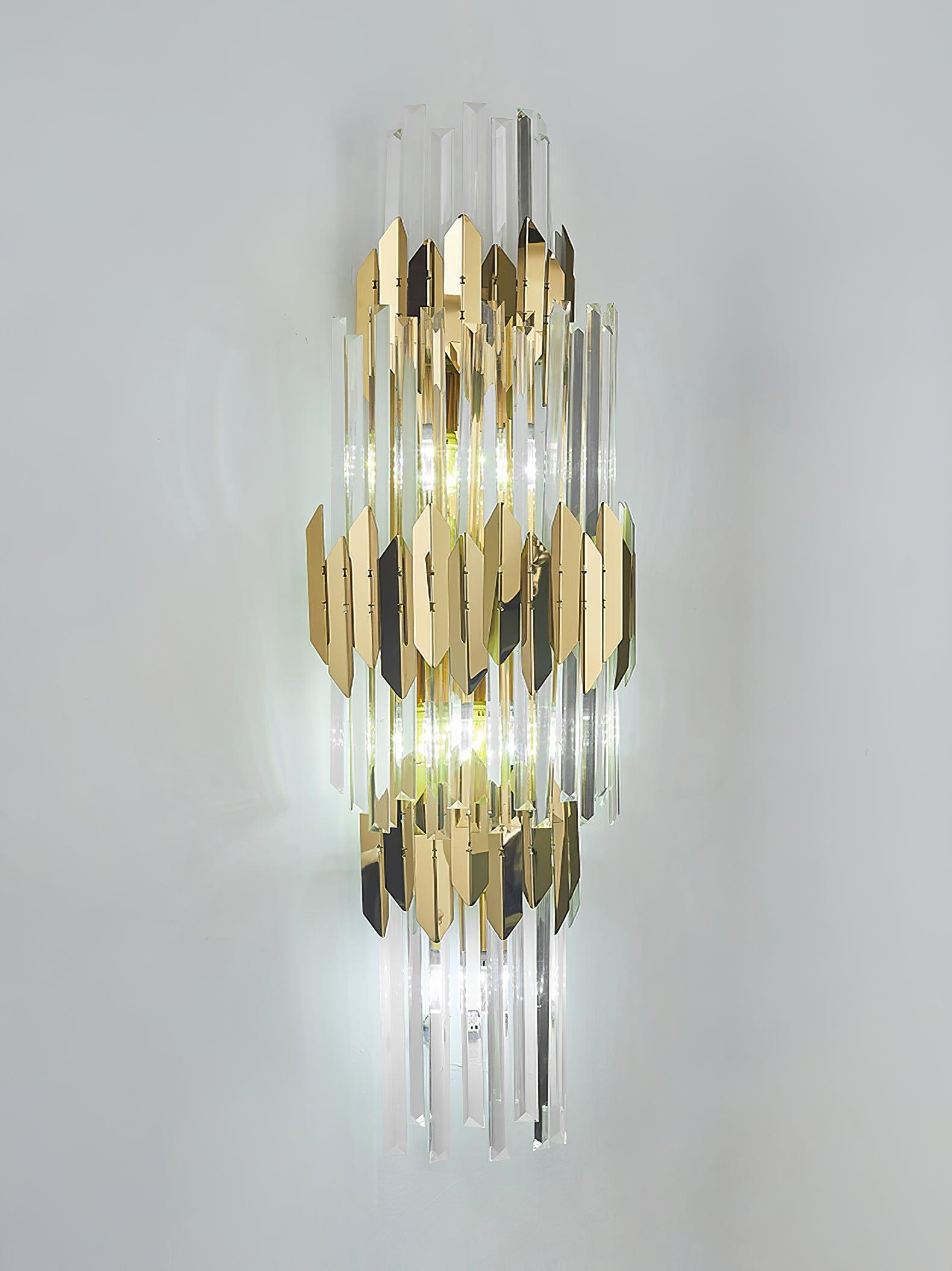 Wall Light Set | Stainless Steel & Crystal | Gold Finish | 2 Pack