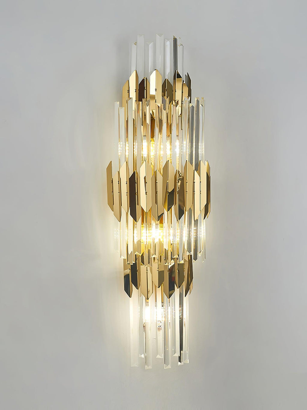 Wall Light Set | Stainless Steel & Crystal | Gold Finish | 2 Pack