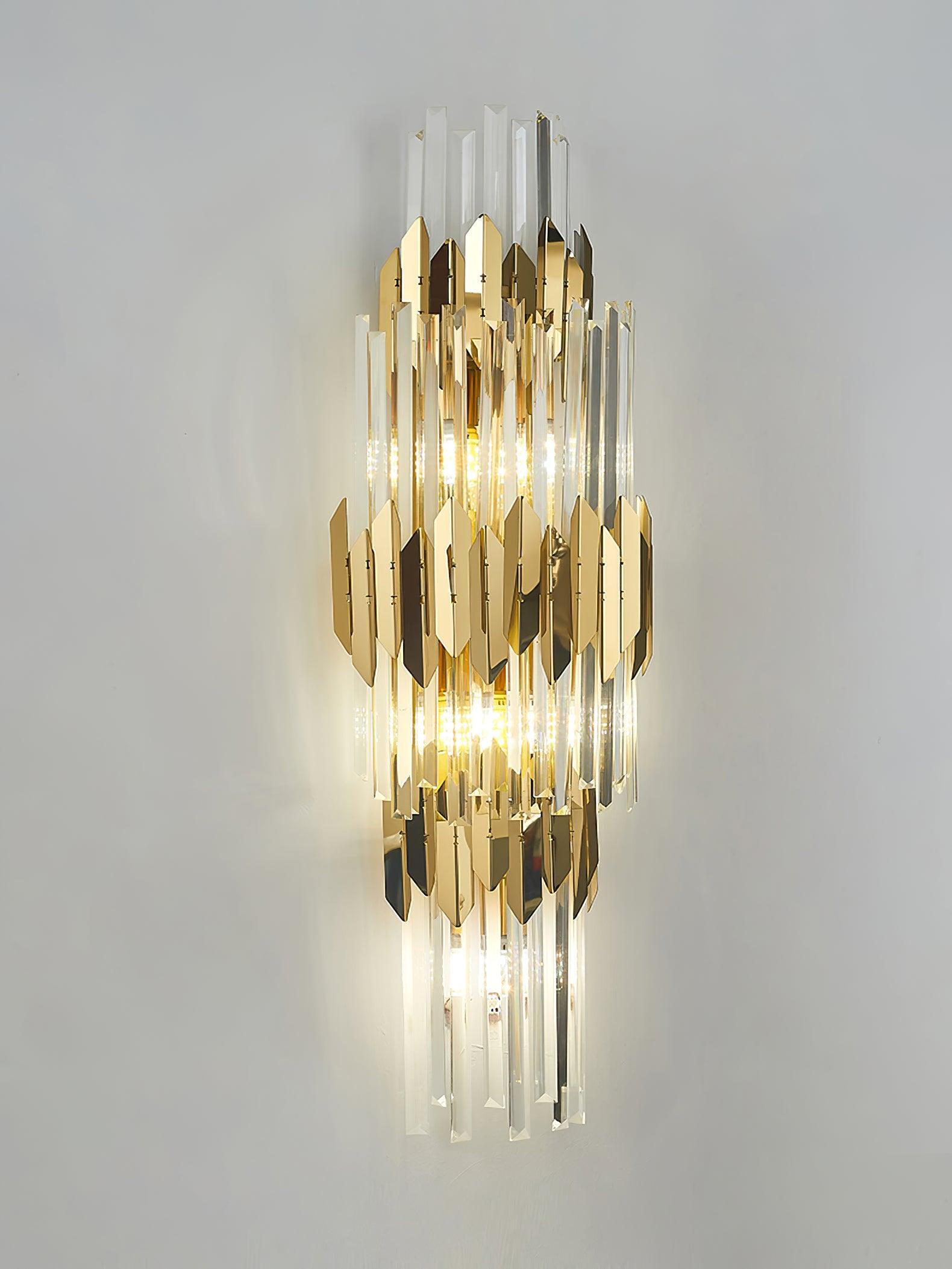 Wall Light Set | Stainless Steel & Crystal | Gold Finish | 2 Pack