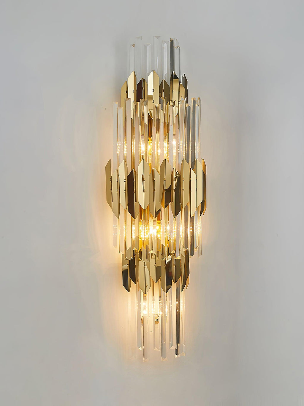 Wall Light Set | Stainless Steel & Crystal | Gold Finish | 2 Pack