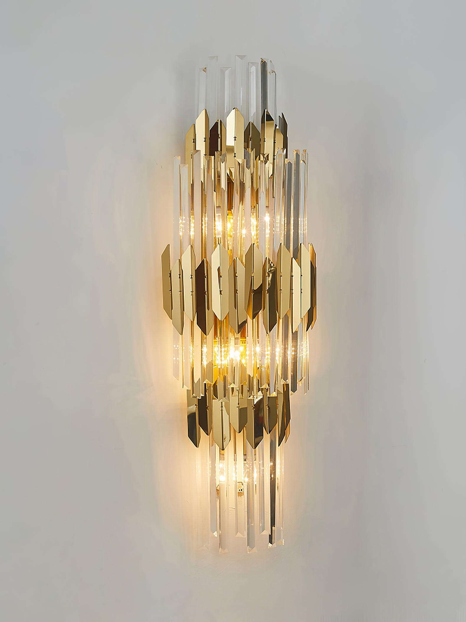 Wall Light Set | Stainless Steel & Crystal | Gold Finish | 2 Pack