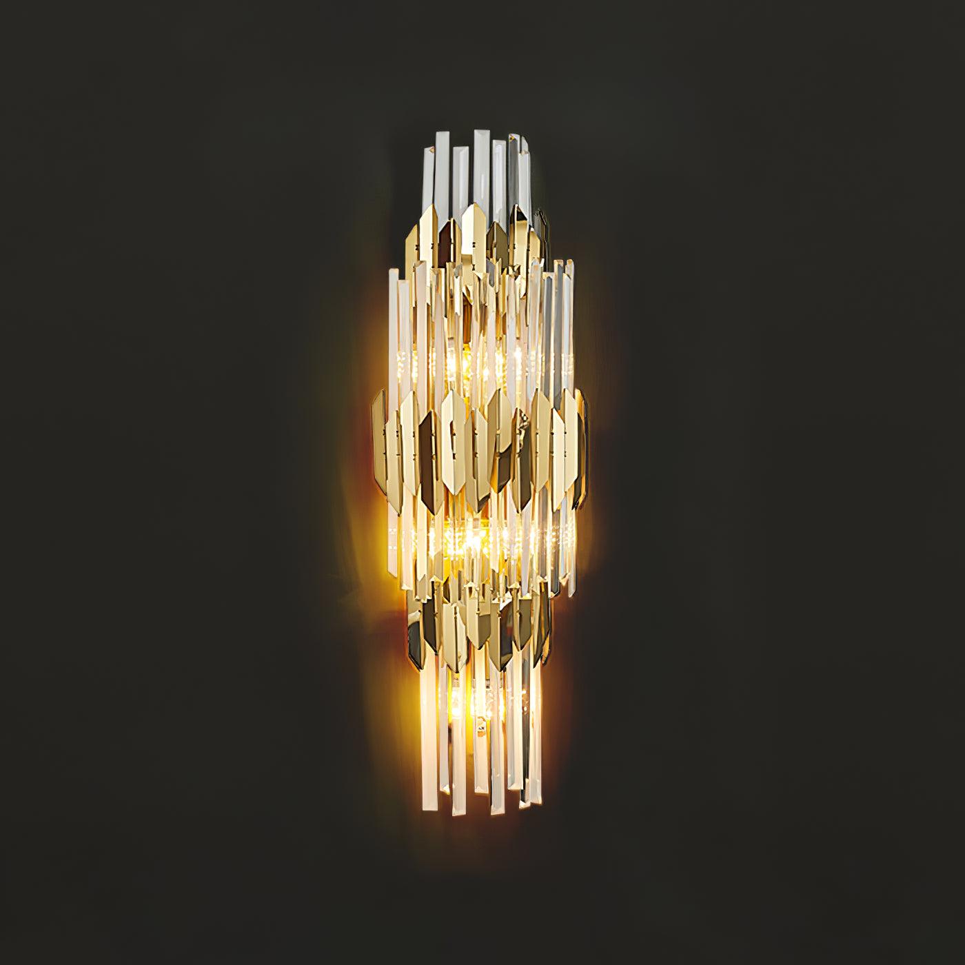 Wall Light Set | Stainless Steel & Crystal | Gold Finish | 2 Pack