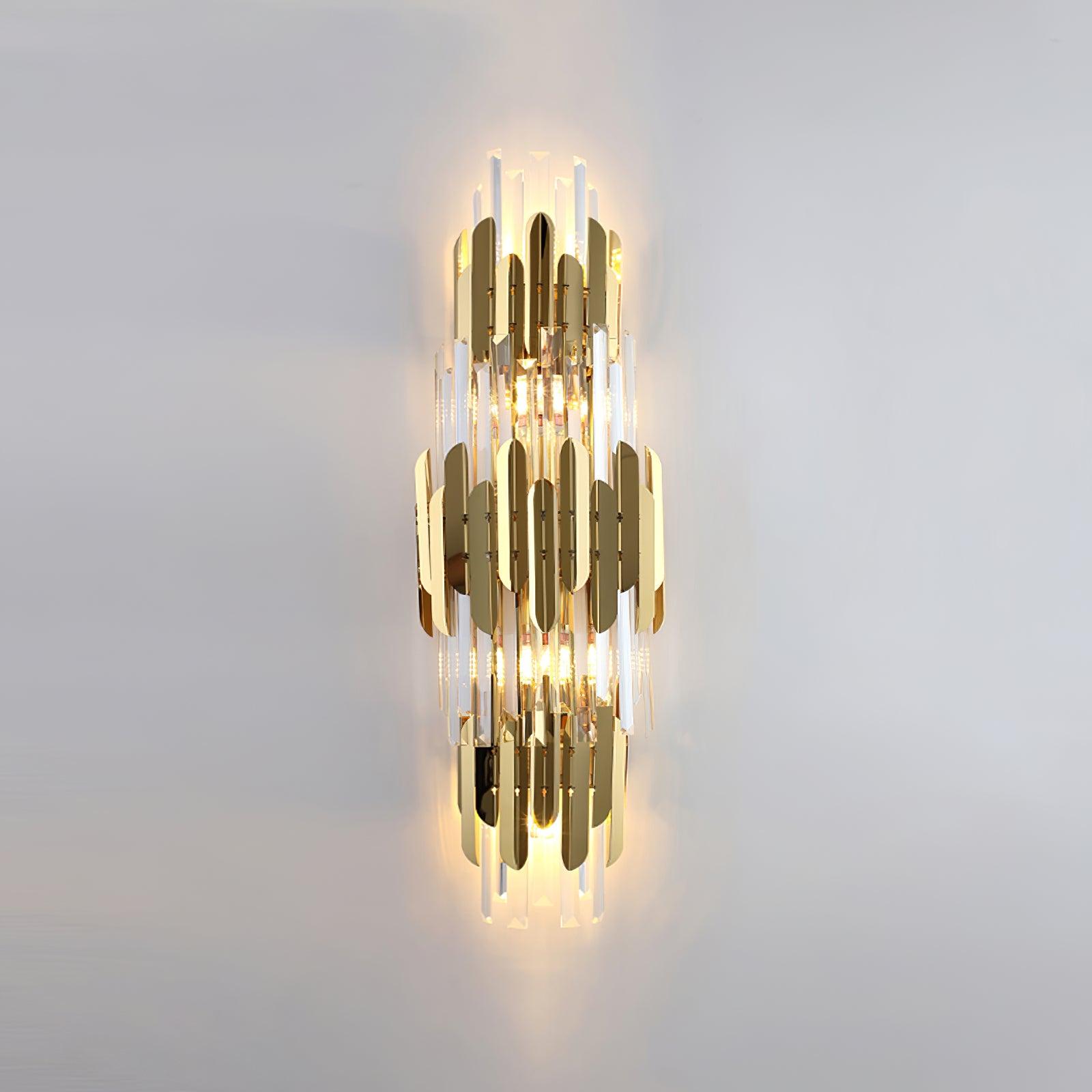 Wall Light Set | Stainless Steel & Crystal | Gold Finish | 2 Pack
